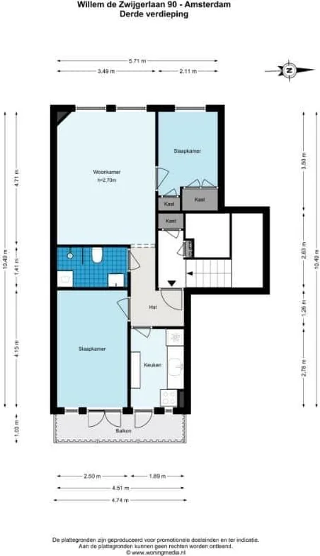Foto van de Appartement gelegen aan de Willem de Zwijgerlaan in Amsterdam