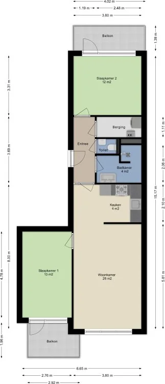 Foto van de Appartement gelegen aan de Middellaan in Breda