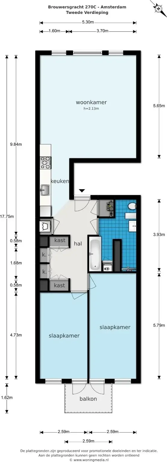 Foto van de Appartement gelegen aan de Brouwersgracht in Amsterdam
