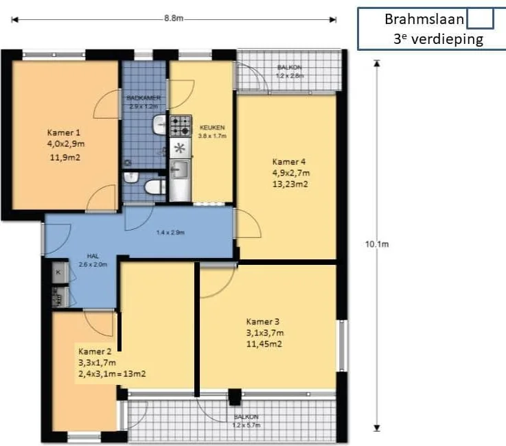 Foto van de Kamer gelegen aan de Brahmslaan in Leiden