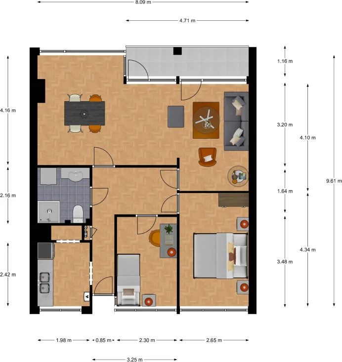 Foto van de Appartement gelegen aan de Anna van Burenlaan in Ede