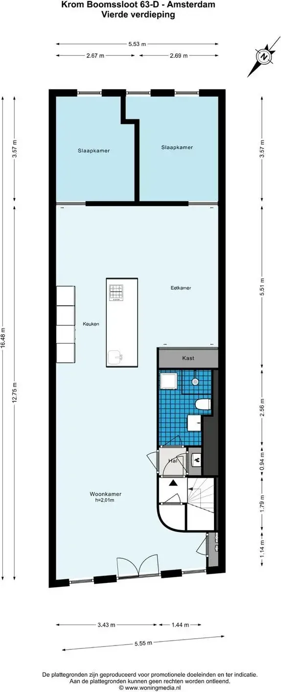 Foto van de Appartement gelegen aan de Krom Boomssloot in Amsterdam