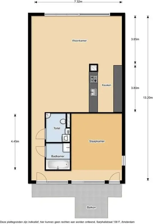 Foto van de Appartement gelegen aan de Sarphatistraat in Amsterdam