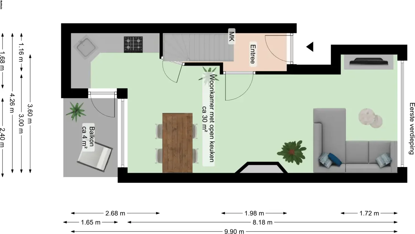 Foto van de Appartement gelegen aan de Jan van Galenstraat in Groningen