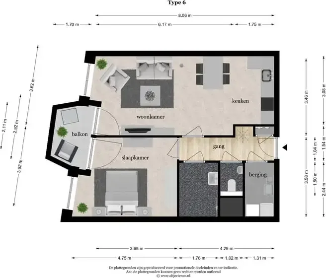 Foto van de Appartement gelegen aan de De Kwinkelier in Bilthoven