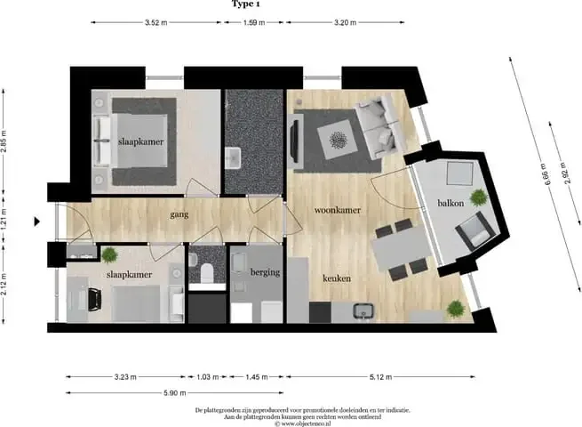 Foto van de Appartement gelegen aan de De Kwinkelier in Bilthoven