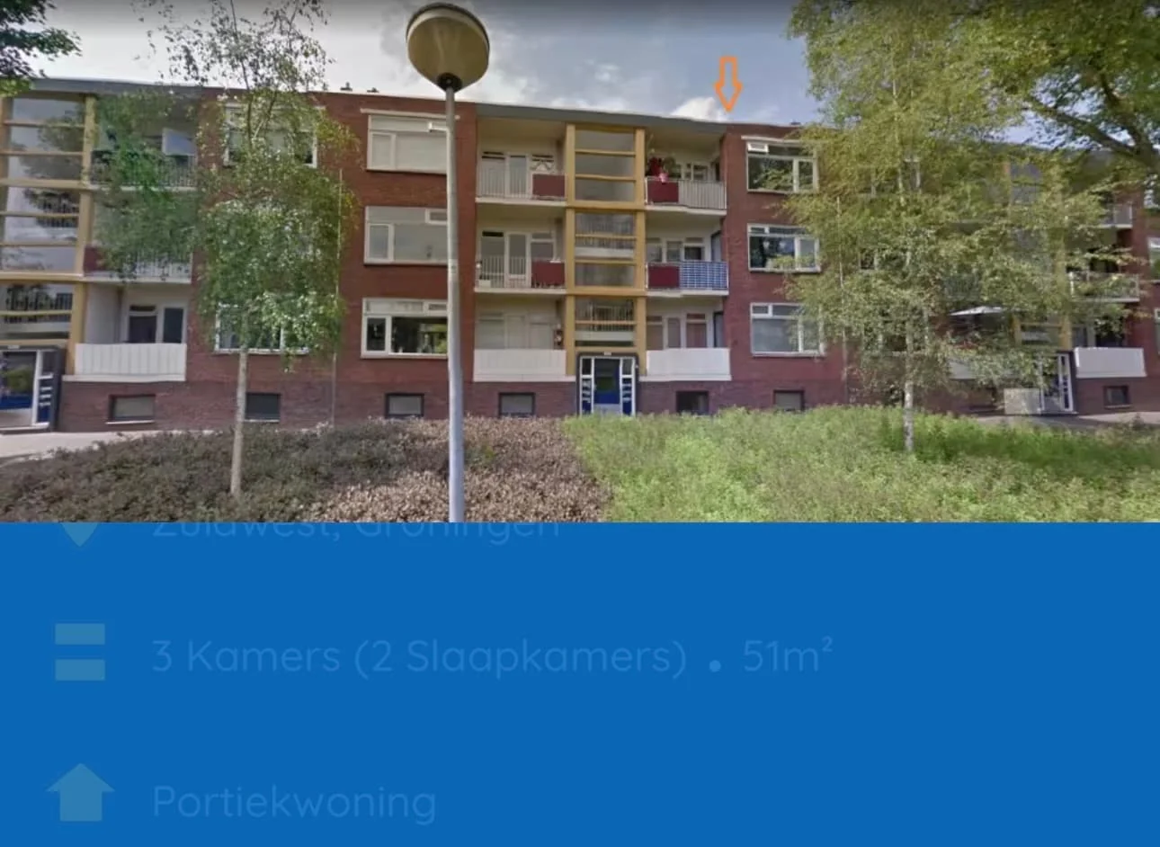 Foto van de Appartement gelegen aan de Invasiestraat in Groningen