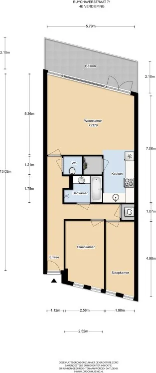 Foto van de Appartement gelegen aan de Ruychaverstraat in Haarlem