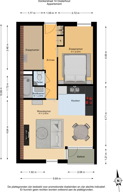 Foto van de Appartement gelegen aan de Donkerstraat in Oosterhout