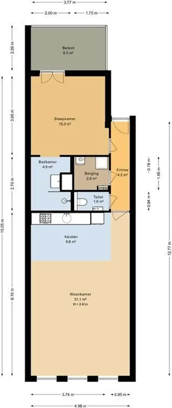 Foto van de Appartement gelegen aan de Krommesteeg in Purmerend